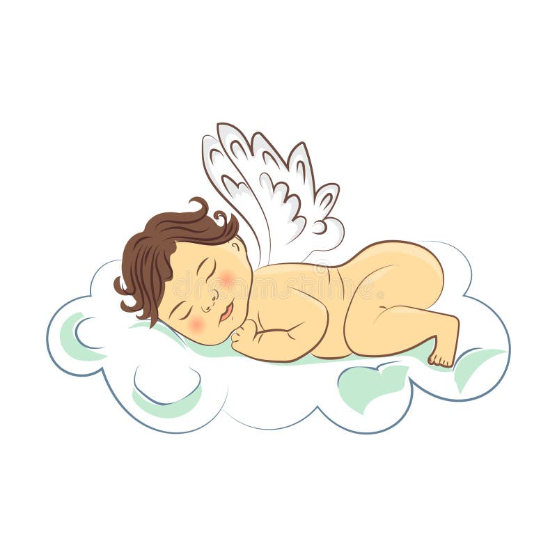 Sleeping Baby Angel on the Cloud Stock Vector Illustration of cloud