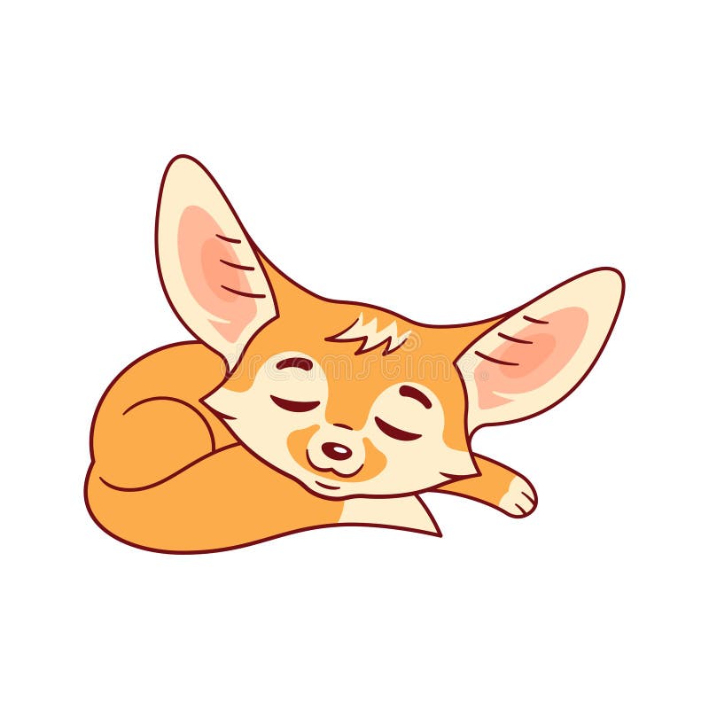 Sleeping Cartoon Fennec Fox Stock Vector - Illustration of ears, adorable:  175608752