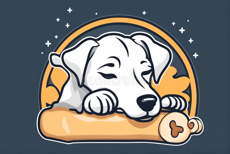 Sleeping cute puppy flat painting stock illustration