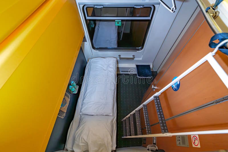 Sleeping deluxe compartment in night train from Prague to Humenne in Prague CZ 09 26 2025. Night train stock images, royalty-free photos and pictures
