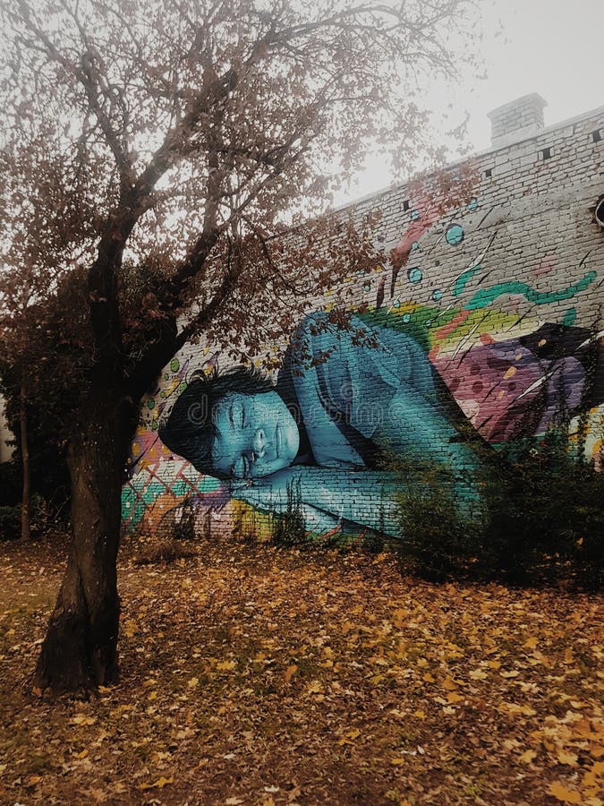 Sleeping girl graffiti royalty free stock photos Sleeping girl graffiti royalty free stock photos