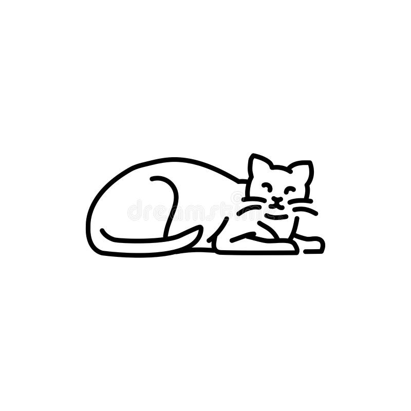 Happy Cat Sitting Color Line Icon Pictogram Web Page Mobile Stock