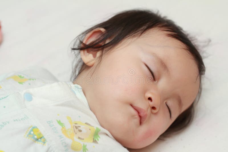 Sleeping Japanese Baby Girl Stock Photo Image of infant, cute 83370060