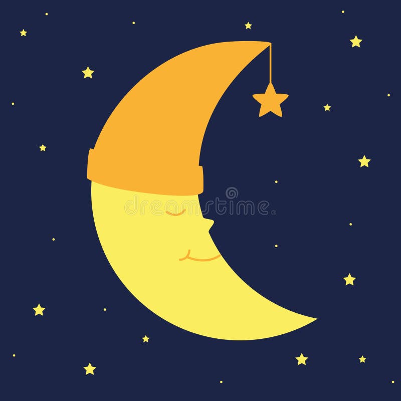 Sleeping Moon by Starry Sky Stock Vector - Illustration of holiday ...