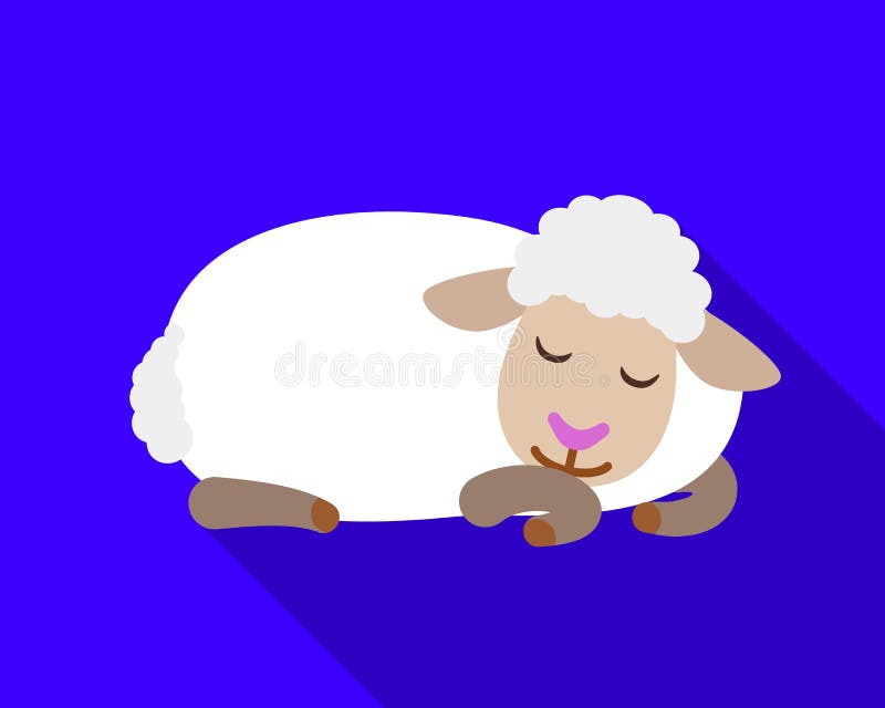 Sleeping sheep icon, flat style stock illustration