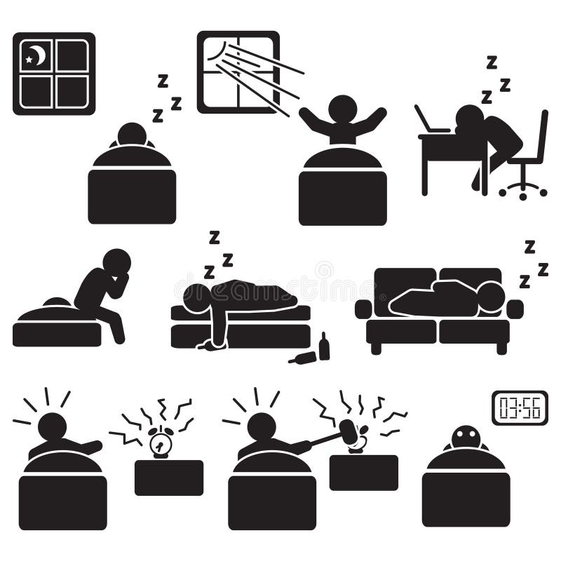Sleeping and sleep related icon set. People sleeping vector. vector illustration Sleeping and sleep related icon set. People sleeping vector. vector illustration