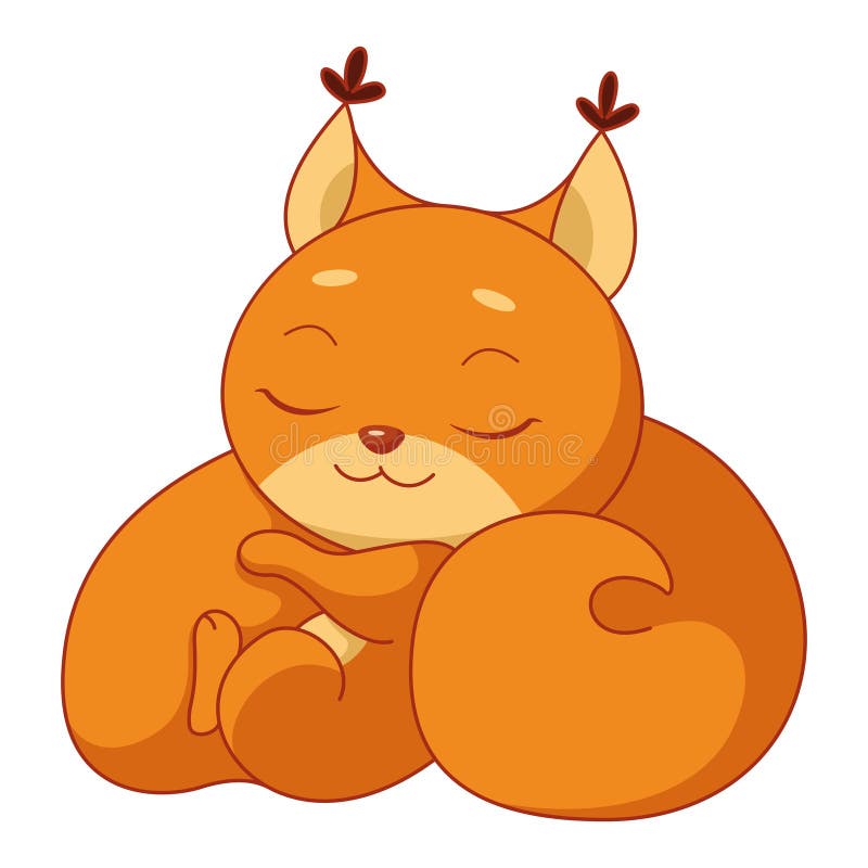 Sleeping Squirrel Cartoon Vector Illustration Stock Vector
