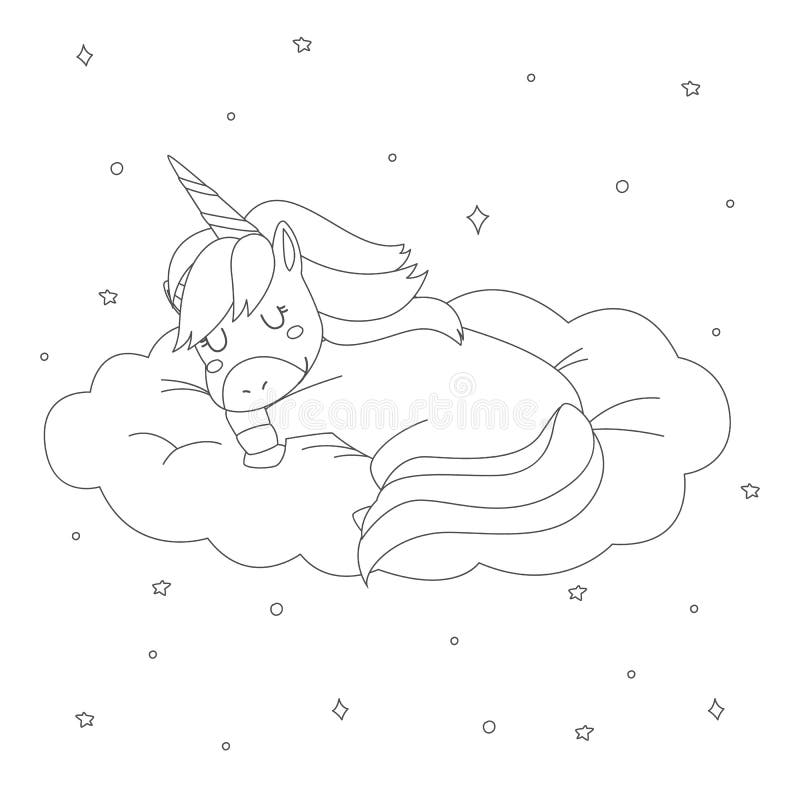 Sleeping Unicorn Coloring Page For Kids Vector Design Stock Vector Illustration Of Kids Character 167889311