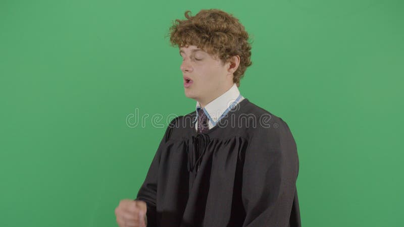 Sleepy Adult Man Sędzia Yawning In Court zbiory