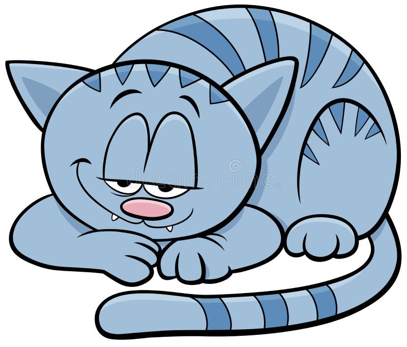 Sleepy Kitten With Coffee. Flat Style Pattern, Cartoon Characters
