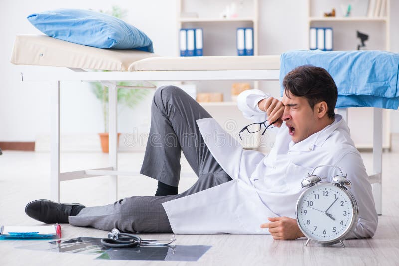 The Sleepy Doctor Tired after Long Night Shift Stock Photo Image of