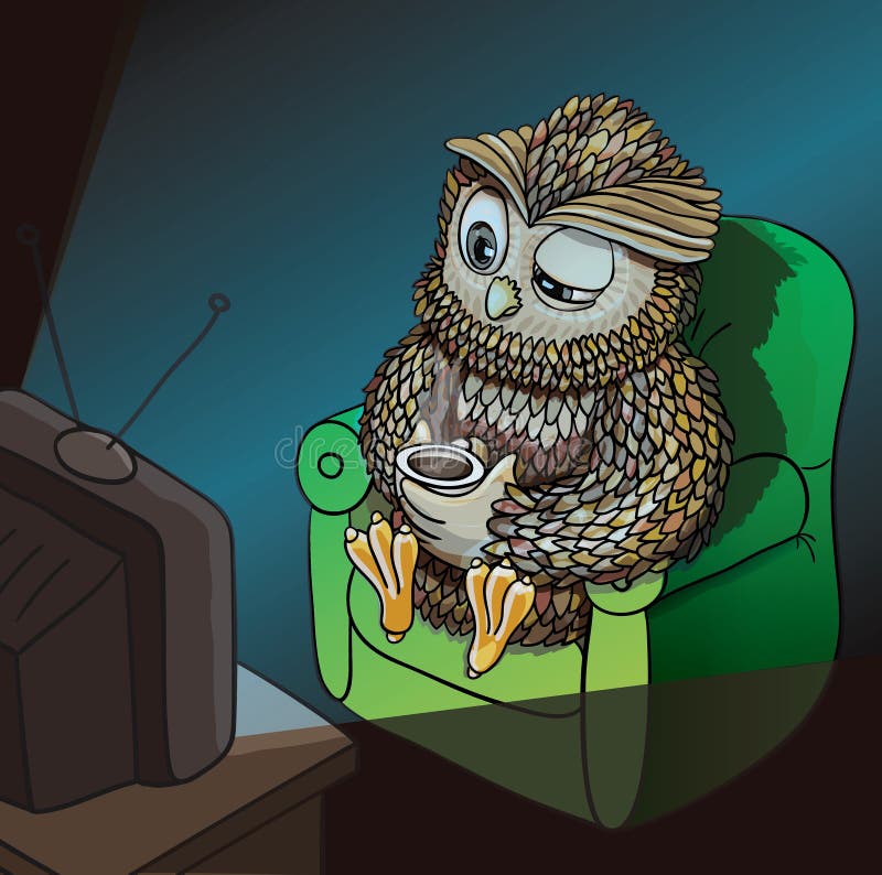 Sleepy Owl with Cup of Coffee, Watching TV Late at Night, Wahtching Sci-Fi, Comedy, Horror Movie Stock Vector - Illustration of cafe, line: 110698073 Sleepy Owl with Cup of Coffee, Watching TV Late at Night, Wahtching Sci-Fi, Comedy, Horror Movie Stock Vector - Illustration of cafe, line: 110698073