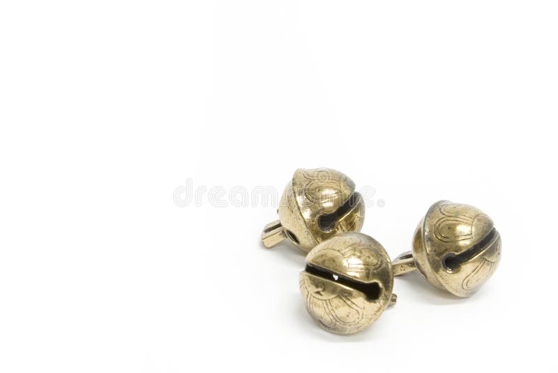 Sleigh bells. Antique solid brass sleigh bells. Usually a large amount were placed on horses during the Christmas season stock photography Sleigh bells. Antique solid brass sleigh bells. Usually a large amount were placed on horses during the Christmas season stock photography