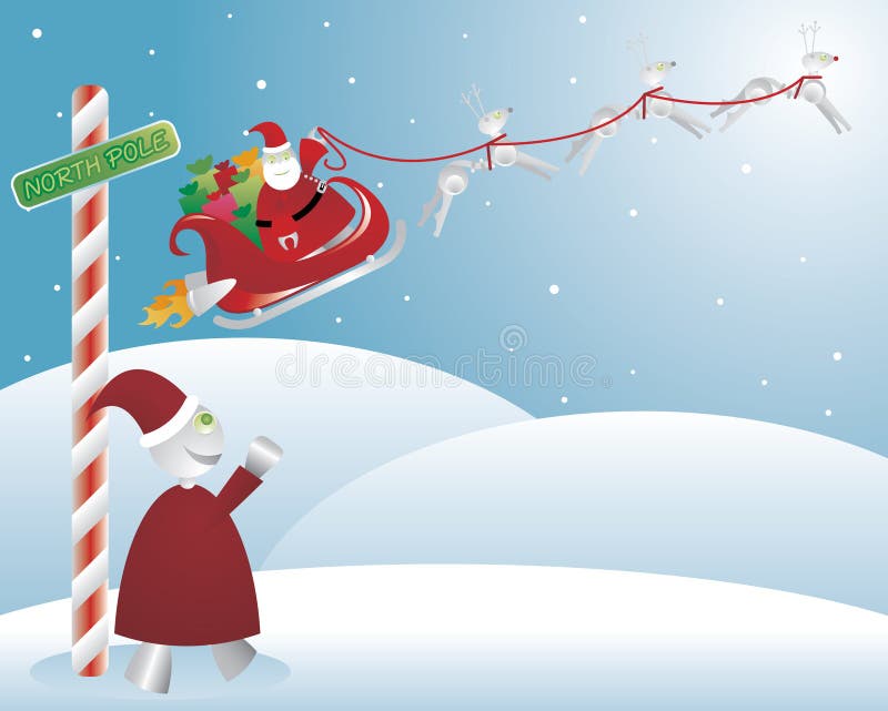 Sleigh Santabots stock abbildung Sleigh Santabots stock abbildung