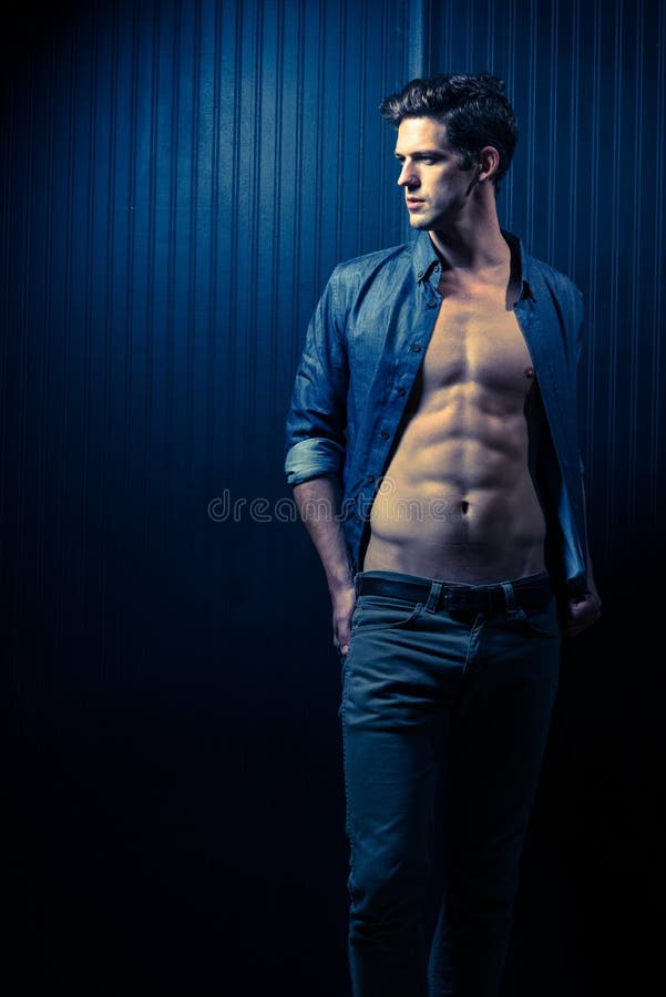 Toned Fit Shirtless Young Man Stock Image Image of handsome, hair