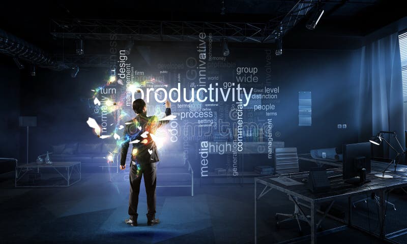 Sleutelwoorden voor efficiënt bedrijfsconcept Gemengde media stock illustratie Sleutelwoorden voor efficiënt bedrijfsconcept Gemengde media stock illustratie