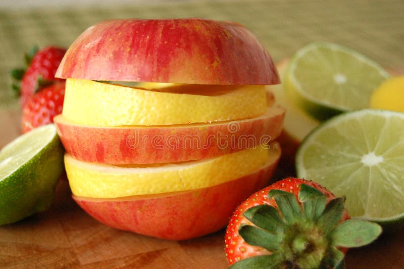 Sliced Apple and Lemon stock photo. Image of health, nutrient 30258436