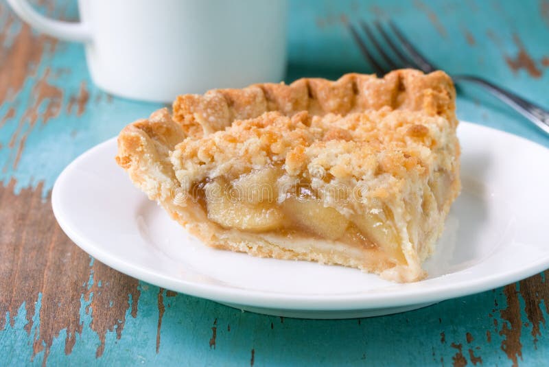 Slice of apple pie stock image. Image of fork, treat, slice - 6977923