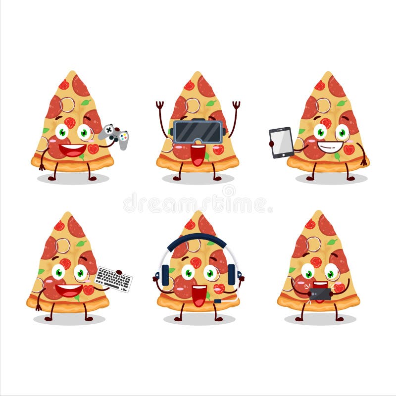 Beef Pizza Cartoon Character Bring the Flags of Various Countries Stock