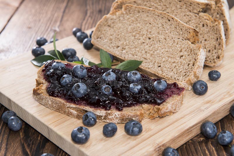 Slice of Bread with Blueberry Jam Stock Photo Image of breakfast