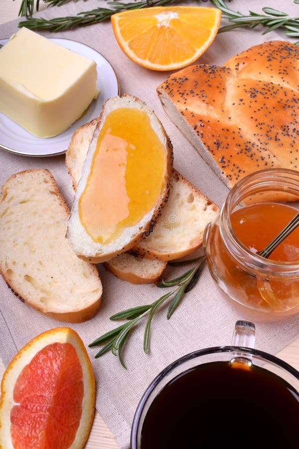 Slice of Bread with Butter and Jam Stock Image Image of breakfast