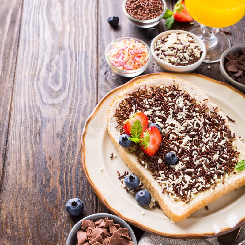 Slice of Bread with Hagelslag Chocolate Sprinkles Stock Image Image