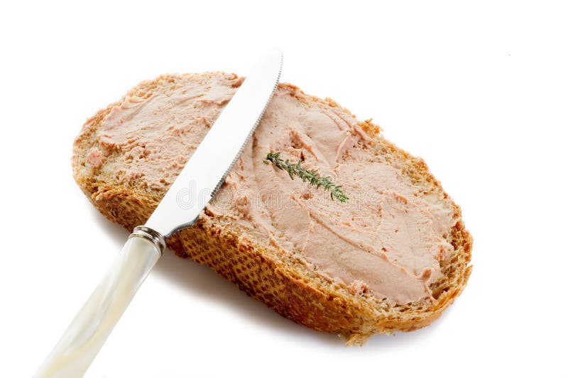Slice bread with patÃ© royalty free stock photo