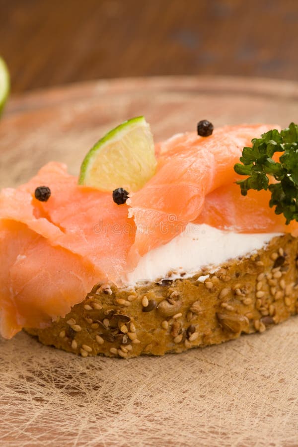 Slice of Bread with smoked salmon