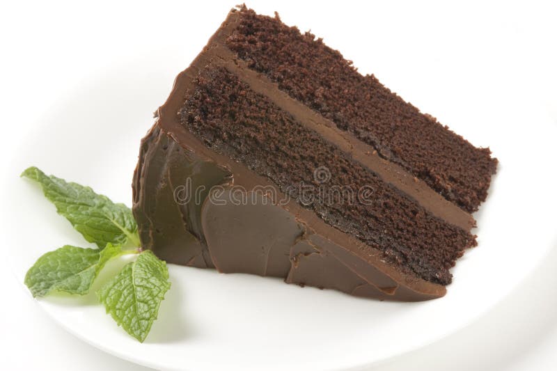 Slice of Cake with Mint Leaves