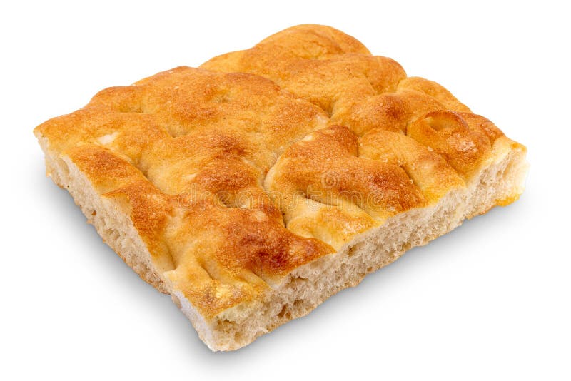 Slice of flatbread Genoese focaccia isolated on white royalty free stock photography