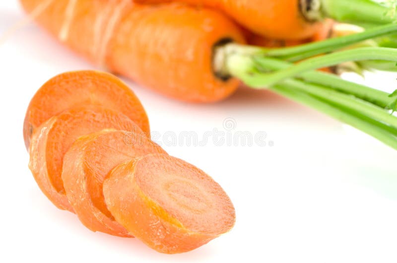 Slice fresh carrots