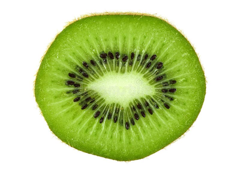 Slice of fresh kiwi fruit isolated on white background