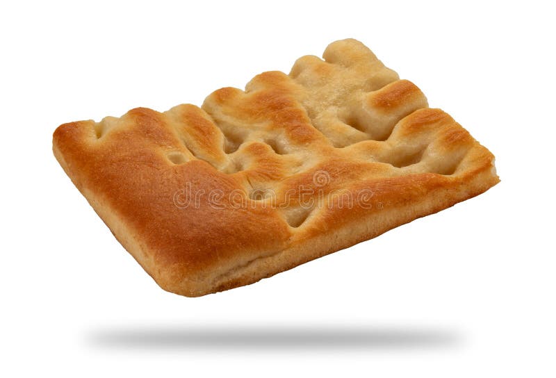 Slice of Genoa focaccia, typical Italian flat bread. Slice of Genoa focaccia,typical Italian flat bread,isolated on white with clipping path included