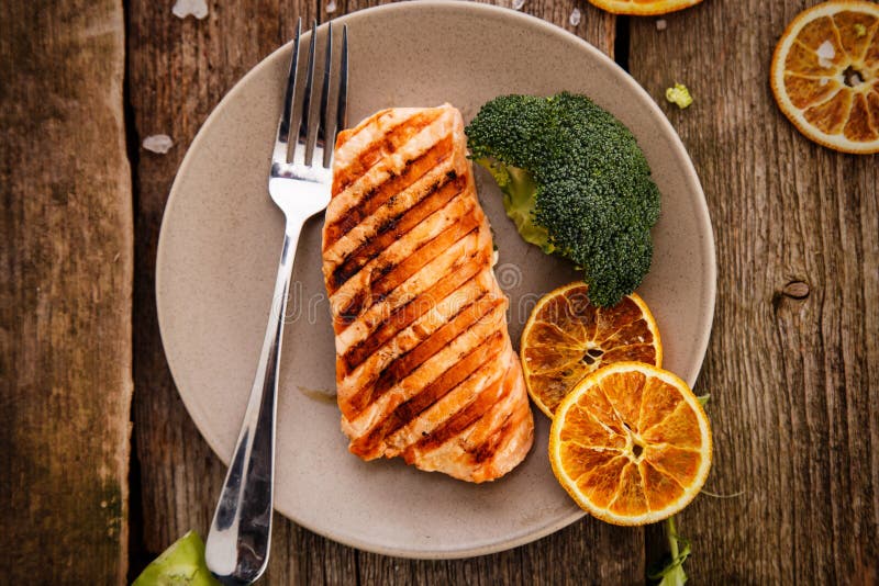 Slice of grilled salmon