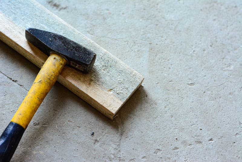 A Slice Lies on a Boardwalk. Concrete Floor Hammer Stock Image Image