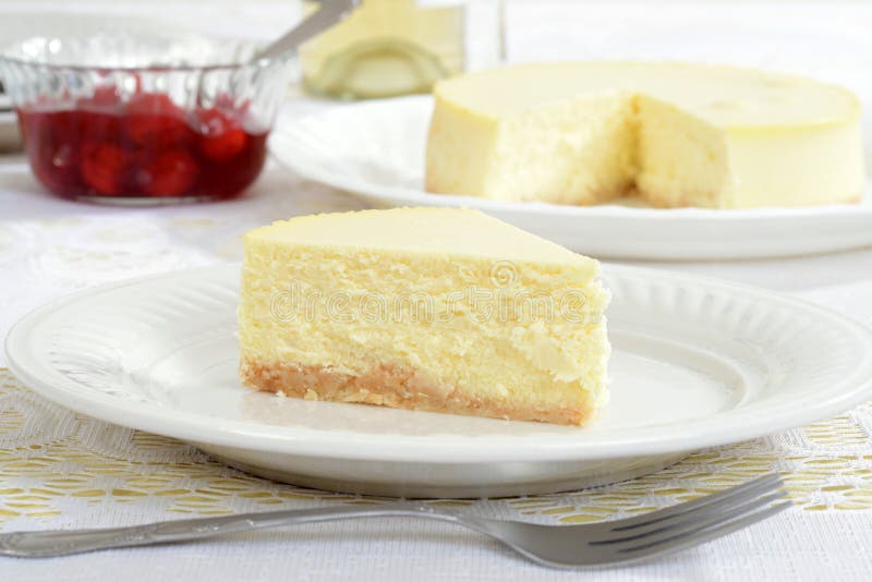 Slice of new york style cheesecake