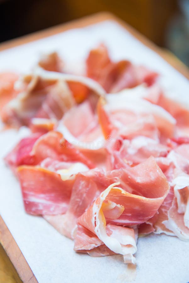 Slice Parma Ham Ready for Eat in Restaurant Stock Photo Image of