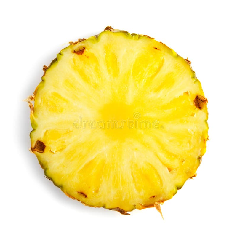 Plátok ananásu na bielom.