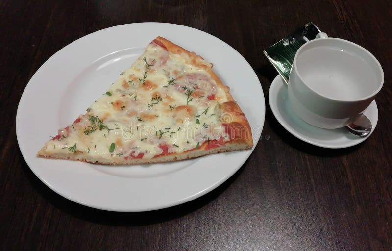 A Slice of Pizza and Boiling Water Stock Image Image of fast, cake