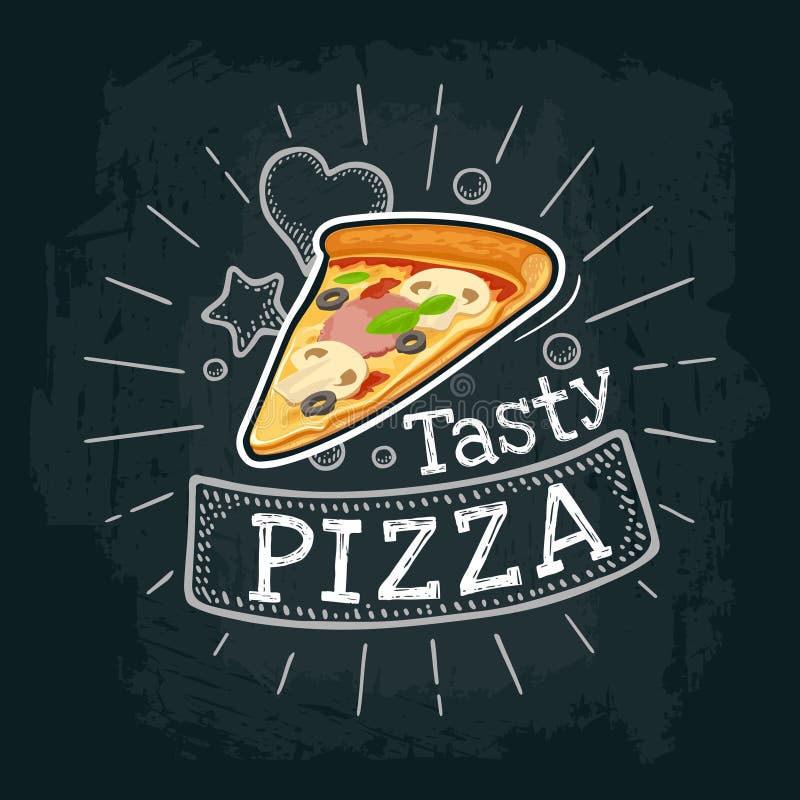 Slice pizza capricciosa. Vector color flat illustration stock illustration Slice pizza capricciosa. Vector color flat illustration stock illustration