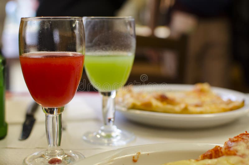 Pizza on plate with juice stock photo. Image of dill 15780066
