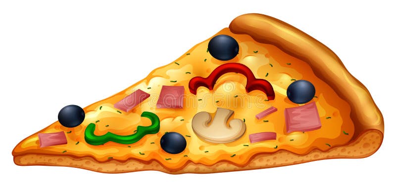 Slice of pizza on white stock vector. Illustration of sweet - 59013137