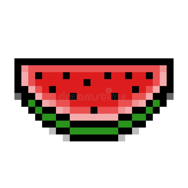 Slice of Watermelon Pixel Art Stock Illustration - Illustration of ...