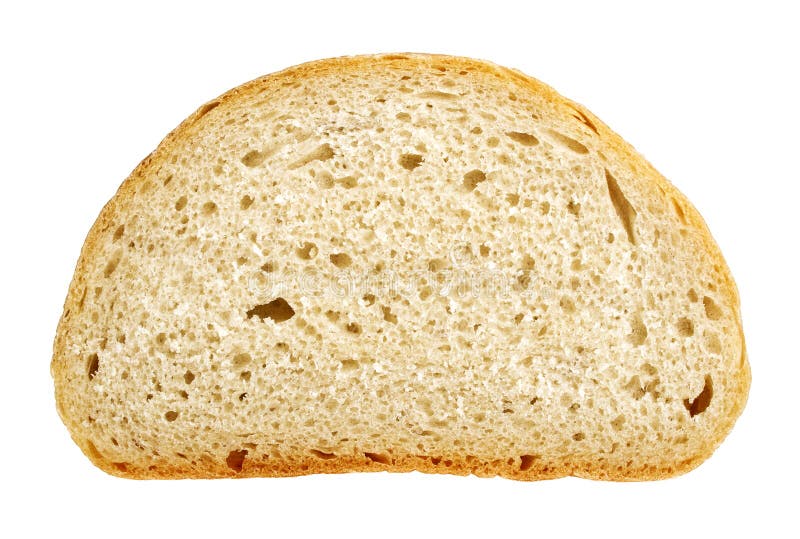 Slice of wheat bread isolated on white background stock photos