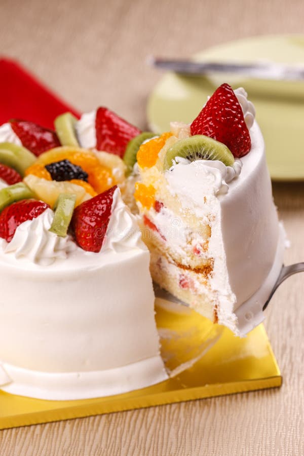 Slice of White Cake with Fruit. Stock Image - Image of baked, sweet ...