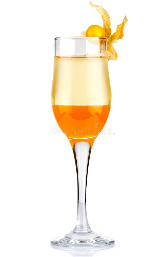 Sliced alcohol cocktail with physalis berry isolated