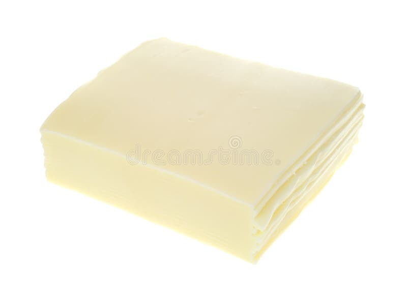 Sliced American white cheese stock photo