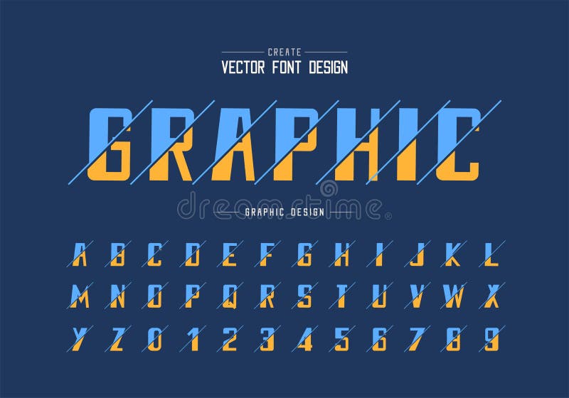 Sliced bold Font and alphabet vector, typeface and number design, Graphic text on background stock illustration Sliced bold Font and alphabet vector, typeface and number design, Graphic text on background stock illustration