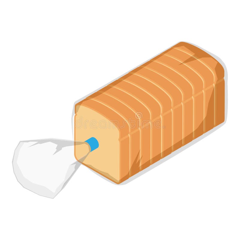 Bread in Plastic Bag Grocery Baked Isolated Icon Design White