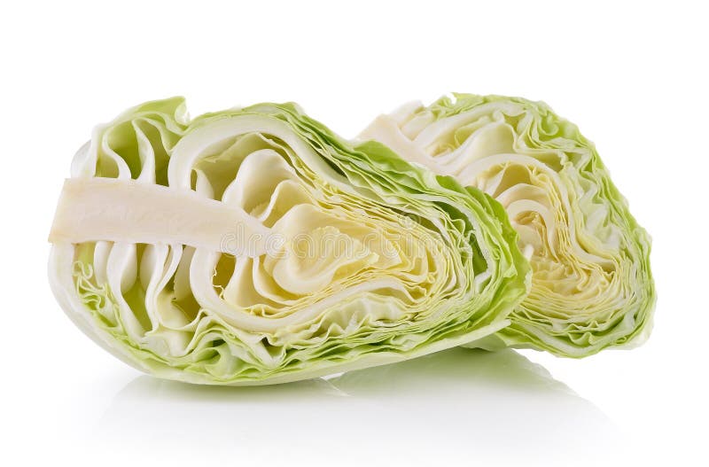 Sliced cabbage on white background stock photos